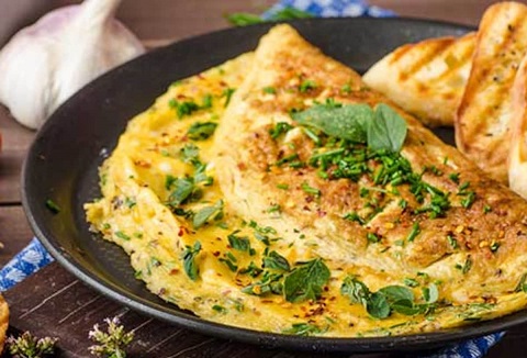 Chicken Omelette with Sauteed Mushrooms Recipe