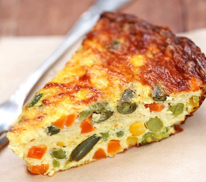 Egg and vegetable ﬂan