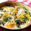 Eggs baked with creamed mushrooms