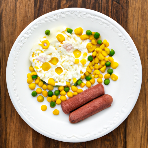 egg white with corn, peas and sausage