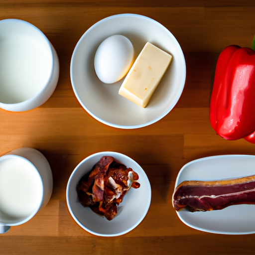 bacon bell pepper brie omelette ingredients