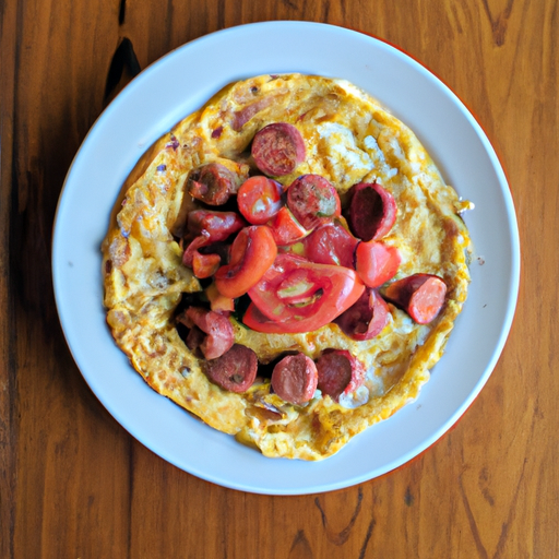 sausage tomato goat cheese omelette